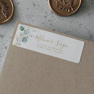 Gold Grün Eukalyptus Hochzeit Rücksendeadresse 