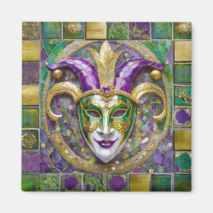Gold Grün Lila Mardi Gras Narrenmaske Magnet