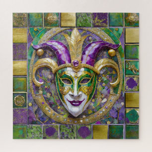 Gold Grün Lila Mardi Gras Narrenmaske Puzzle