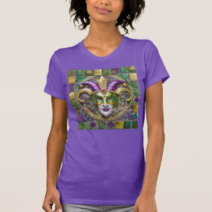 Gold Grün Lila Mardi Gras Narrenmaske T-Shirt