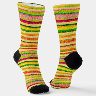 Gold, Grün, Rot Streifen Bunt Socken