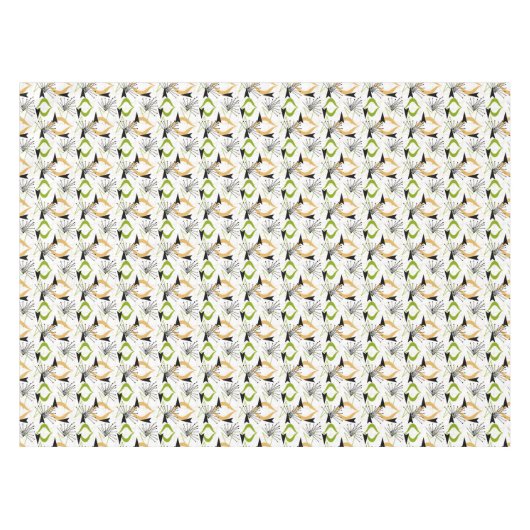 Gold, Grün, Schwarz auf weißen Atomwaffen | Retro Tischdecke (Vorderseite (Horizontal))