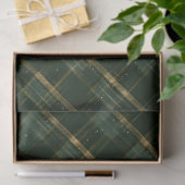 Gold Grün Weihnachtskariert Seidenpapier (Geschenk)