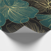 Gold-grüne Blätter Geschenkpapier (Ecke)