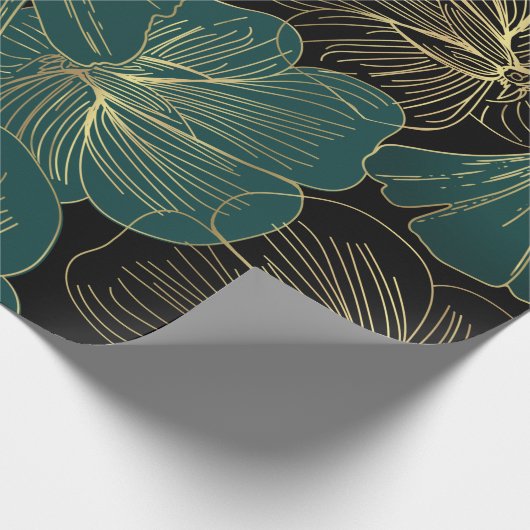 Gold-grüne Blätter Geschenkpapier (Ecke)