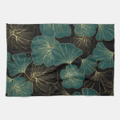 Gold-grüne Blätter Geschirrtuch (Horizontal)