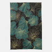 Gold-grüne Blätter Geschirrtuch (Vertikal)