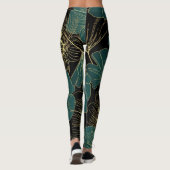Gold-grüne Blätter Leggings (Rückseite)