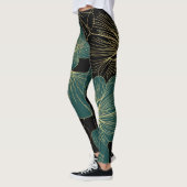 Gold-grüne Blätter Leggings (Links)