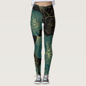 Gold-grüne Blätter Leggings (Vorderseite)