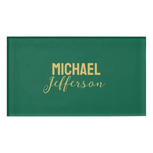 Gold grüne Farbe elegante moderne minimalistische Namenschild