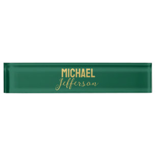 Gold grüne Farbe elegante moderne minimalistische Namensplakette
