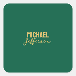 Gold grüne Farbe elegante moderne minimalistische Quadratischer Aufkleber