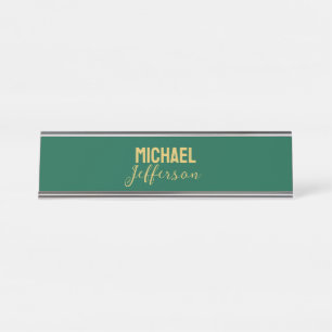 Gold grüne Farbe elegante moderne minimalistische Schreibtischnamensplakette