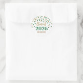Gold Grüne Konfetti-Abschlussfeier 2026 Runder Aufkleber (Tasche)