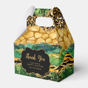 Gold Grüner Safari Achat Sweet Sixteen Danke Geschenkschachtel