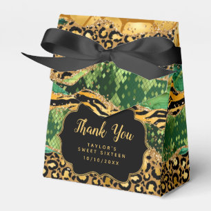 Gold Grüner Safari Achat Sweet Sixteen Dankeschön Geschenkschachtel