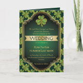 Gold, grünes irisches Klee und Rahmenhochzeit Einladung (Vorderseite)