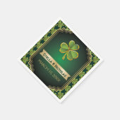 Gold, grünes irisches Kleeblatt und Rahmenhochzeit Serviette (Ecke)