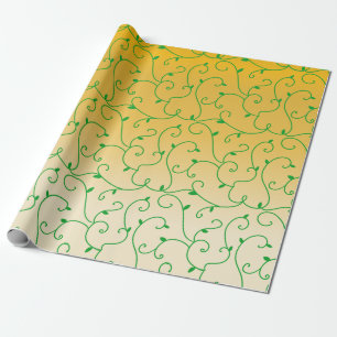 Gold Grünes Weinblattmuster Geschenkpapier