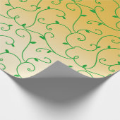 Gold Grünes Weinblattmuster Geschenkpapier (Ecke)