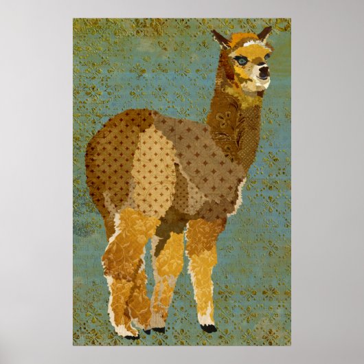 Gold Grunge Alpaca Art Poster (Vorne)