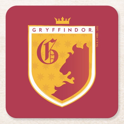Gold GRYFFINDOR™ Crowned Wappen Rechteckiger Pappuntersetzer (Vorderseite)