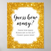 Gold Guess Wie viele Kisses Brautparty Game Poster (Vorne)