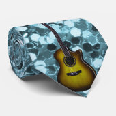 Gold Guitar Aqua Imitate Glitzer Krawatte (Gerollt)
