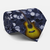 Gold Guitar Blue Imitate Glitzer Krawatte (Gerollt)