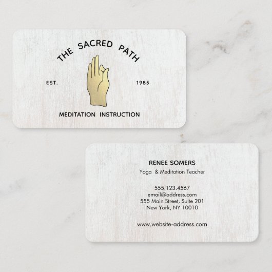 Gold Gyan Mudra Hand Meditation Lehrer Platz B Visitenkarte (Vorne/Hinten)