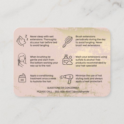 Gold-Haarpflege-Anleitung - Visitenkarte (Rückseite)