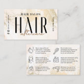 Gold Hair Extensions Aftercare Card Visitenkarte (Vorne/Hinten)