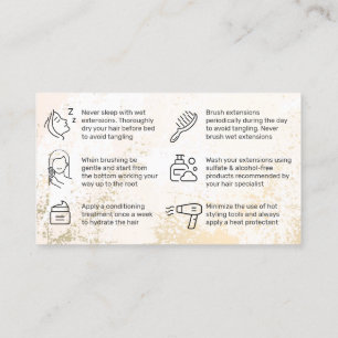 Gold Hair Extensions Aftercare Card Visitenkarte