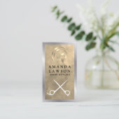 Gold Hair Salon Logo | Schere Visitenkarte (Stehend Vorderseite)
