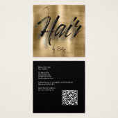 Gold Hair Stylist Business Card Schwarz und Brushe (Vorne & Hinten)