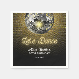 Gold Halftone Disco Ball Zum Geburtstag tanzen Serviette
