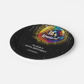 Gold Halftone Farbenfrohe Diskothek Ball Geburtsta Pappteller (Schrägansicht)