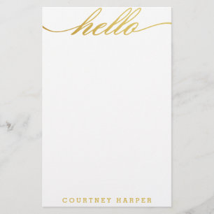 Gold "hallo" persönliches Briefpapier
