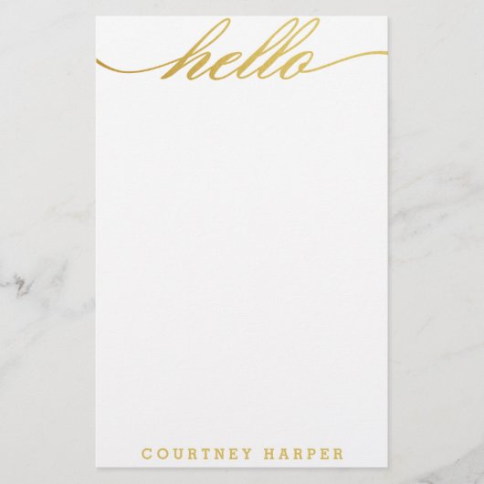Gold "hallo" persönliches Briefpapier (Vorderseite)