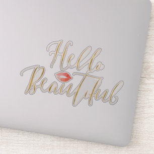 Gold Hallo Schöne Lippen Aufkleber