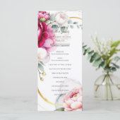 Gold Halo Garden Peonies & Orchids Wedding Program Menükarte (Stehend Vorderseite)
