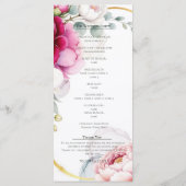 Gold Halo Garten-Pfingstrosen & Orchideen Hochzeit Menükarte (Rückseite)