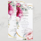 Gold Halo Garten-Pfingstrosen & Orchideen Hochzeit Menükarte (Vorne/Hinten)