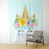 Gold halten Blumen-Einhorn-Babydusche Wandteppich (Beispiel)