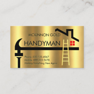Gold Hammer Leiter Dachreparatur Visitenkarte