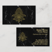 ~ Gold Hamsa Schwarz-weiß Marmor Sacred Visitenkarte (Vorne/Hinten)