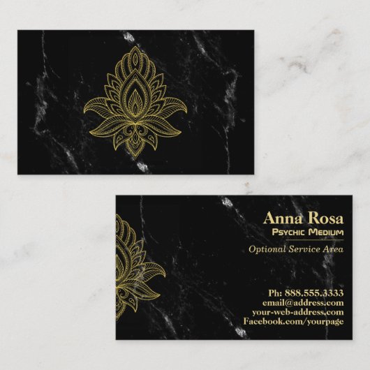 *~* Gold Hamsa Schwarz-weißer Marmor Abstrakt gesp Visitenkarte (Vorne/Hinten)