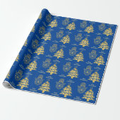 Gold Hamsa und Weihnachtsbaumwrapping Paper Geschenkpapier (Ungerollt)