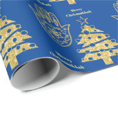 Gold Hamsa und Weihnachtsbaumwrapping Paper Geschenkpapier (Rolleneckpunkt)